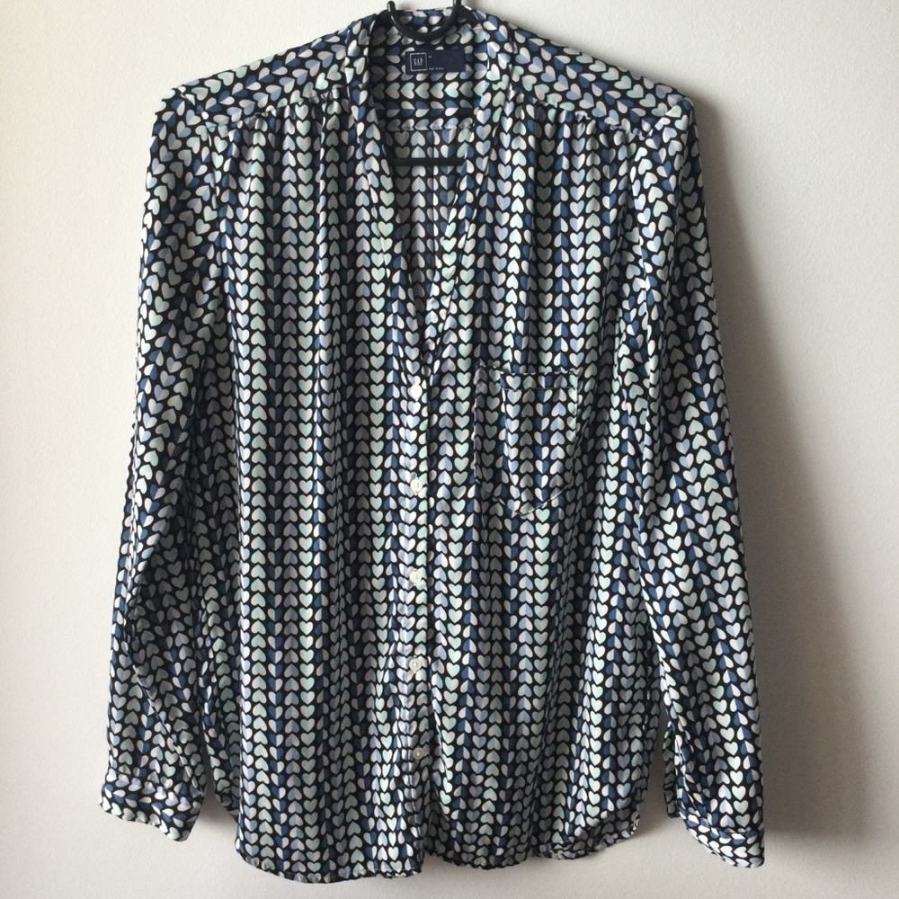 Gap Heart Print Long Sleeve Blouse